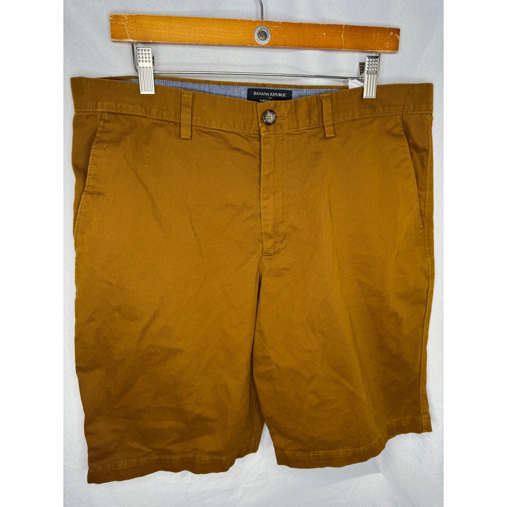 Banana Republic Emerson Shorts Mens 34 Tobacco Brown Chino Cotton Stretch